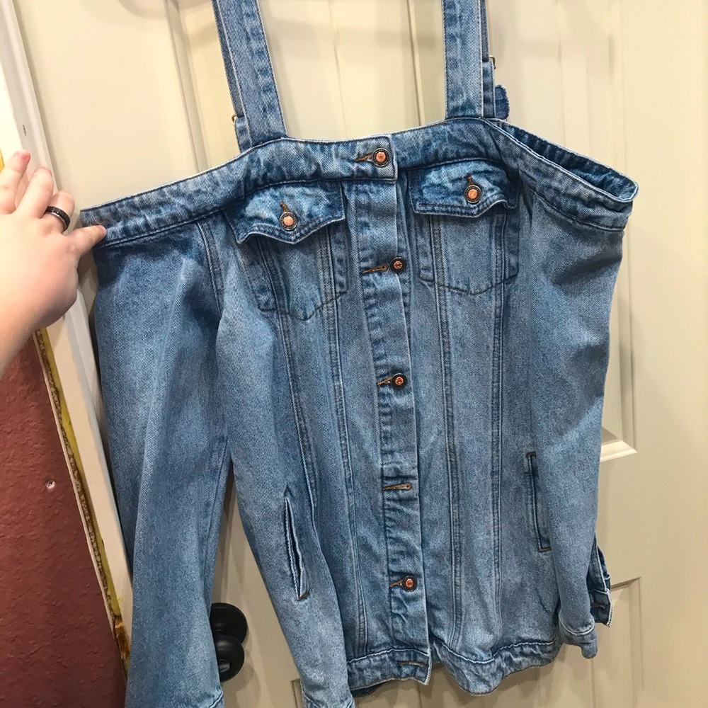 Vintage off the shoulder Denim jacket size L